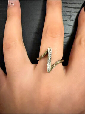 Alor Yellow Cable & Diamond Bar Ring